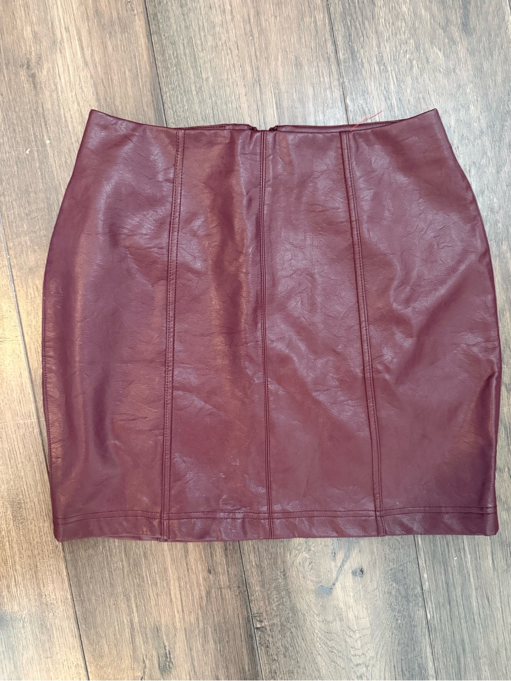 Jolt Burgundy Faux Leather Mini Skirt